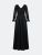 V-Neck Ruched Long Dress - Black