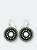 Seed Bead Single Circle Earrings Hand Beaded Earrings - Black + White