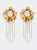 Titania Pearl Crystal Fringe Earrings - Gold - Gold