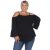 Plus Size Cold Shoulder Ruffle Sleeve Top - Black