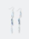 Delicate Silver Chain Earring with Three Raw Quartz Crystals in Mystic Grey and Rainbow Quartz - Mystic Grey