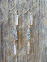 Delicate Silver Chain Earring with Three Raw Quartz Crystals in Mystic Grey and Rainbow Quartz