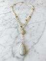 Double Diana Denmark Necklace in Moonstone with Moonstone Drop - White