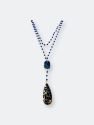 Double Diana Denmark Necklace in Sapphire with Blue Mojave Copper Turquoise Drop