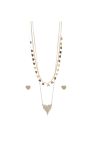 Double Heart Necklace with Earrings Set - Gold