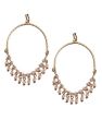 Gold Dangle Hoop Earring with Pink Crystal Accent