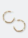 Gold Square Beaded Hoop Earring - Gold
