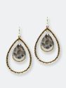 Gold with Gold Accent Metal Teardrop Earring