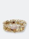 Multi Glass and Gold Beaded Stretch Bracelet with White Druzy