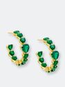 Chunky CZ Heart Hoop Earring - Emerald Green