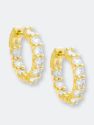CZ Small Round Hoop Earring - Gold