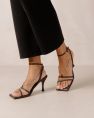 Straps Chain Leather Sandals - Coffee Brown