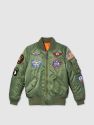 Youth Ma-1 Bomber Jacket W/ Patches - Sage Green