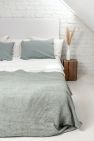 Linen waffle bed throw in Sage Green
