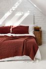 Linen waffle bed throw in Terracotta - Terracotta