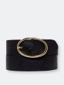 50001 Elsa | Oval Buckle Wide Leather Belt - Black