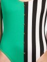 Green and Striped Studded Swimsuit