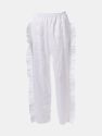 White Linen Ruffle Pants - White