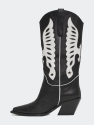 Mid Calf Tania Boots - Black And White
