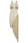 Anabella Asymmetric Knit Dress With Back-Strap Detail - Metallic Beige