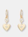 Bezel-Set Diamond Heart Earrings - White
