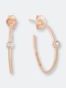 Single Diamond Rose Gold Hoop Earrings (Small) - Rose Gold