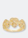 Three Diamond Flower Ring - Yellow Gold