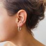 Crescent Hoop Earrings In Silver, Medium