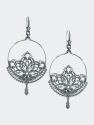 Lotus Earrings - Oxidized Silver