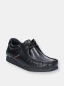 Mens Leather Event Waxy Lace Up Shoe - Black - Black