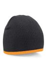 Beechfield Plain Basic Knitted Winter Beanie Hat (Black/Fluorescent Orange) - Black/Fluorescent Orange