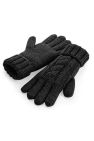 Beechfield Unisex Cable Knit Melange Gloves (Black) - Black