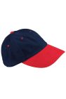 Beechfield Unisex Low Profile Heavy Brushed Cotton Baseball Cap (French Navy/Red) - French Navy/Red