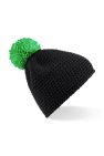 Beechfield Unisex Slopeside Winter Beanie Bobble Hat (Black/ Kelly Green) - Black/ Kelly Green