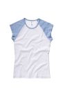 Bella + Canvas Womens/Ladies Baby Rib Cap Sleeve Contrast T-Shirt (White / Baby Blue) - White / Baby Blue