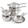 Essentials Belly Shape 12 Piece 18/10 Stainless Steel Cookware Set With SS Lids