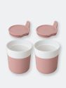 Leo 8.45oz Porcelain Travel Mug, Pink, Set of 2