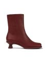 Women Twins Ankle Boots - Burgundy/Yellow/Beige