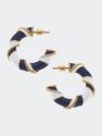 Annmarie Enamel Twisted Rope Hoop Earrings - Navy/White