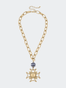 Archer Nautical Crest Pendant Necklace - Blue/White