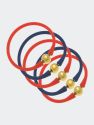 Bali Game Day 24K Gold Bracelet Set Of 5 In Orange And Navy