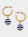 Beth Nautical Ceramic Drop Hoop Earrings - Navy/White