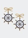 Bobbie Enamel Ship's Wheel Earrings In Navy And White - Navy/White
