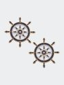 Bridget Enamel Nautical Ship's Wheel Stud Earrings In Navy And White - Navy/White