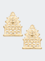 Cerise Pagoda Stud Earrings - Worn Gold
