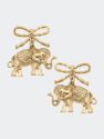 Ciara Elephant And Bow Drop Earrings - Worn Gold