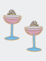 Crystal Enamel And Pavé Champagne Coupe Stud Earrings - Pink/Blue