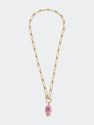 Evelyn Chinoiserie T-Bar Necklace - Pink/White - Pink/White