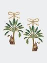 Henley Enamel Monkey with Palm Tree Earrings - Green/Brown