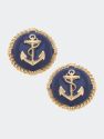 Kathleen Enamel Anchor Statement Stud Earrings In Navy - Navy